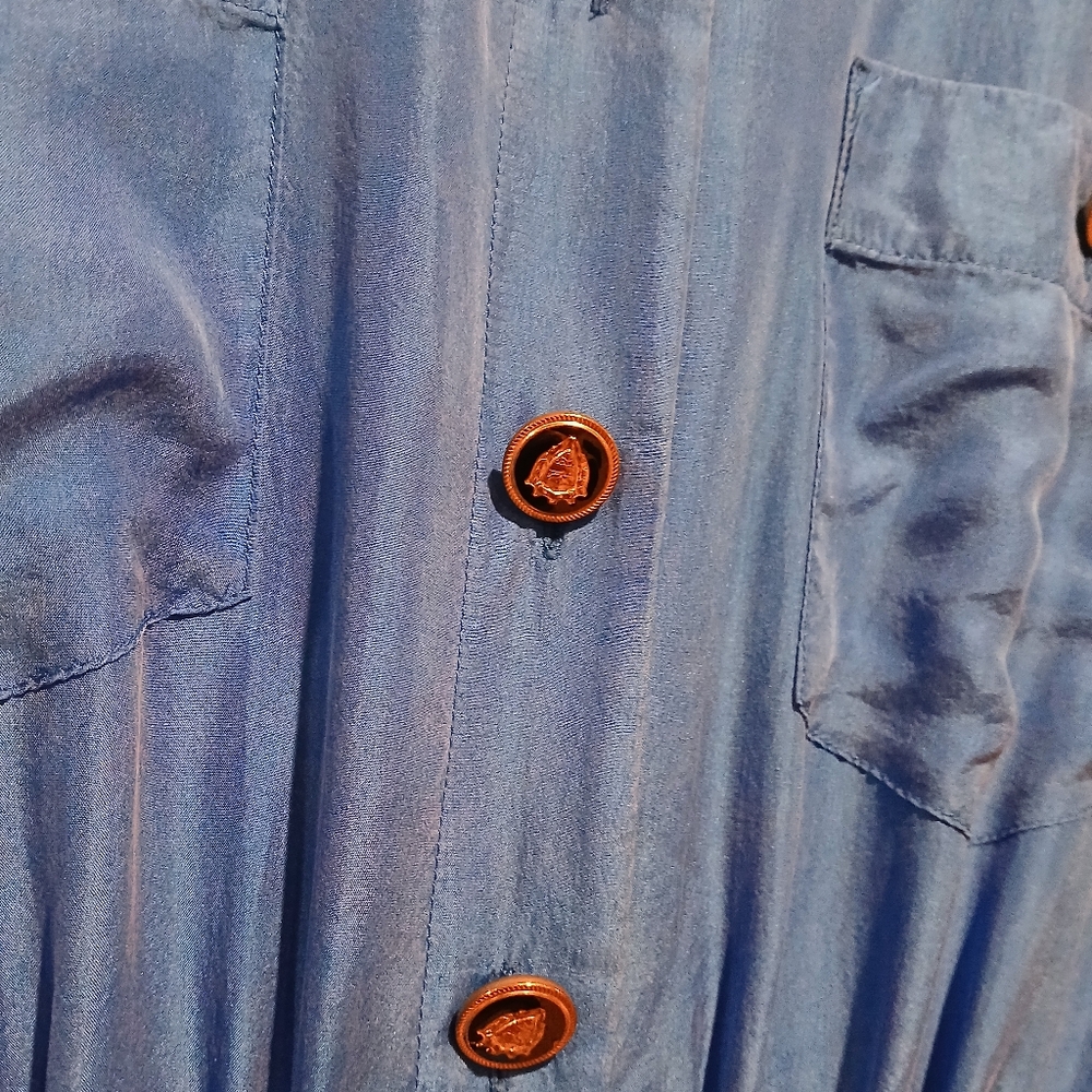 Vintage 80s Saks Fifth Ave 100% Silk Blue Pant JumpSuit Womans Small Retro Punk - Picture 12 of 12